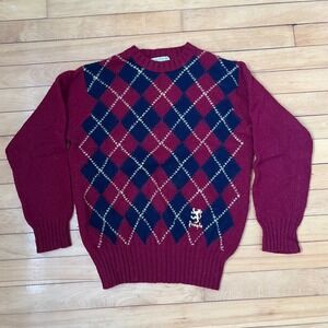 Pringle of Scotland The Scotch House Argyle Sweater Burgundy Navy Mens XL